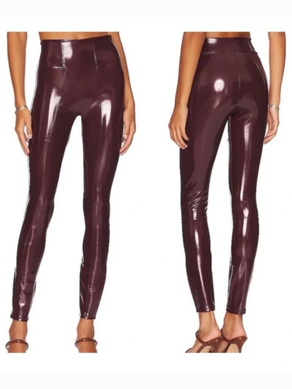 NWT Spanx Faux Patent Leather Leggings Ruby / Tall / M